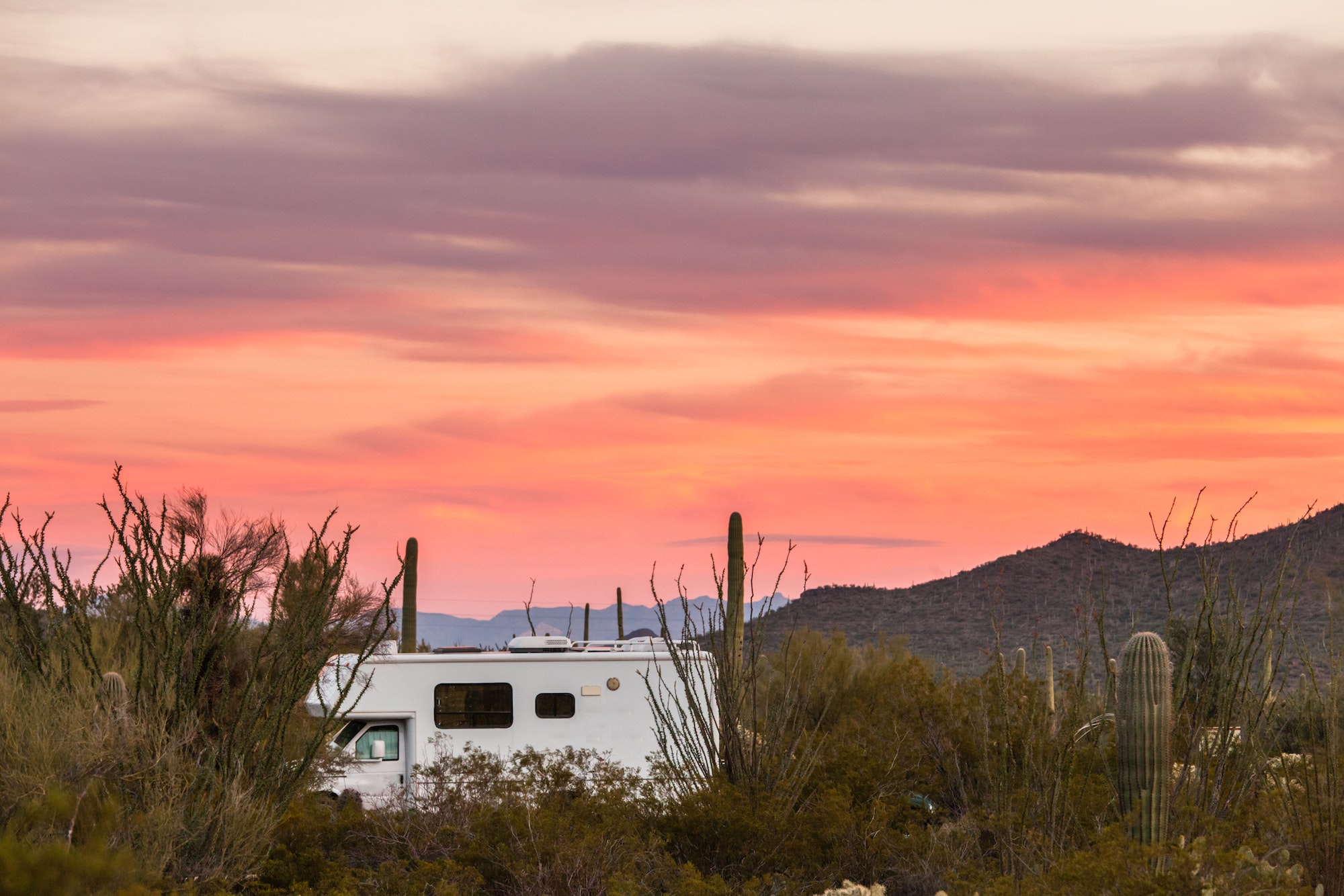 RV camping on Sonoran desert campground